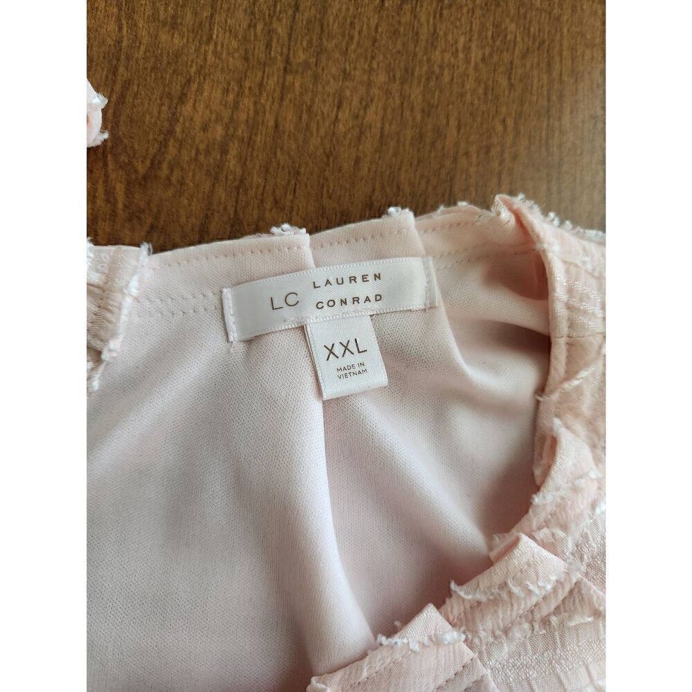 💕LC Lauren Conrad XXL Light Pink Ruffle Pleated Top Women’s Sleeveless Blouse - Picture 3 of 8